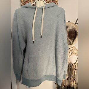 FEAT fleece sweatshirt with hood and kangaroo pockets SIZE SMALL - pale blue